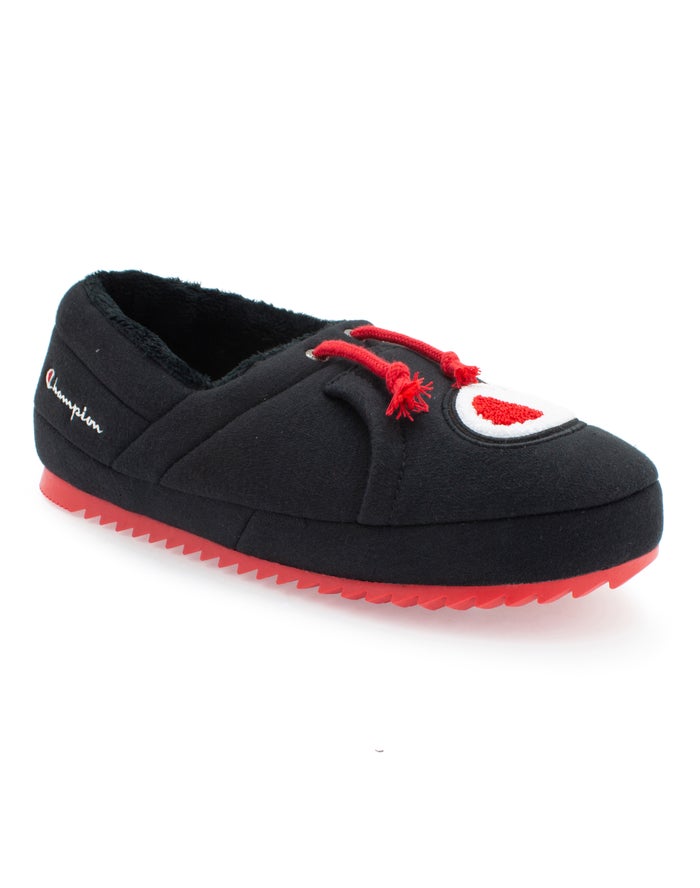 Champion University Slippers Heren - Zwart/Rood - Belgie 0219YPVKF